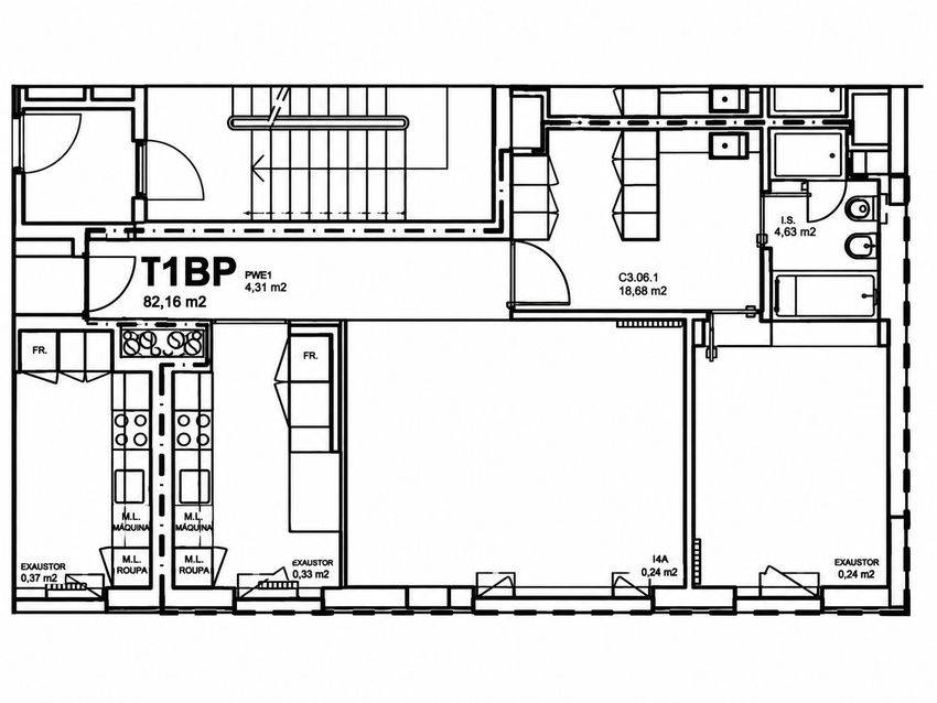 Planta 1 — Apartamento T1 à venda em Parque das Nações, Lisboa
