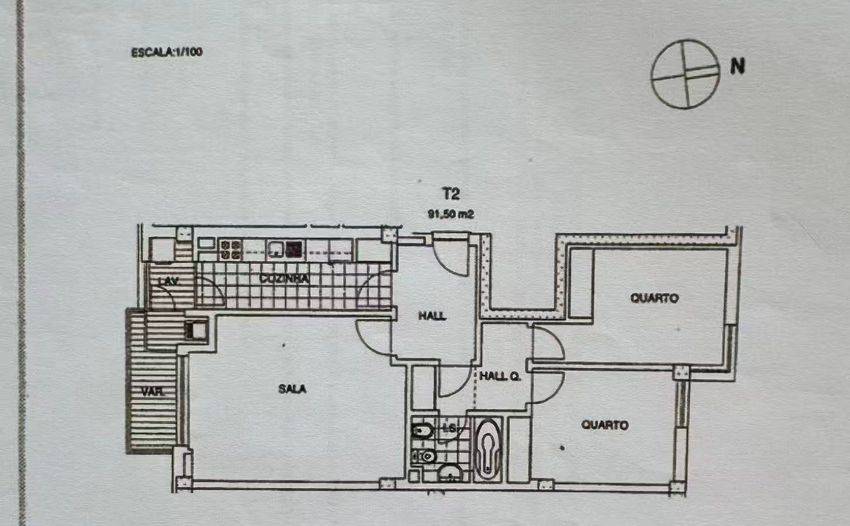 Planta 1 — Apartamento T2 à venda em Lumiar, Lisboa