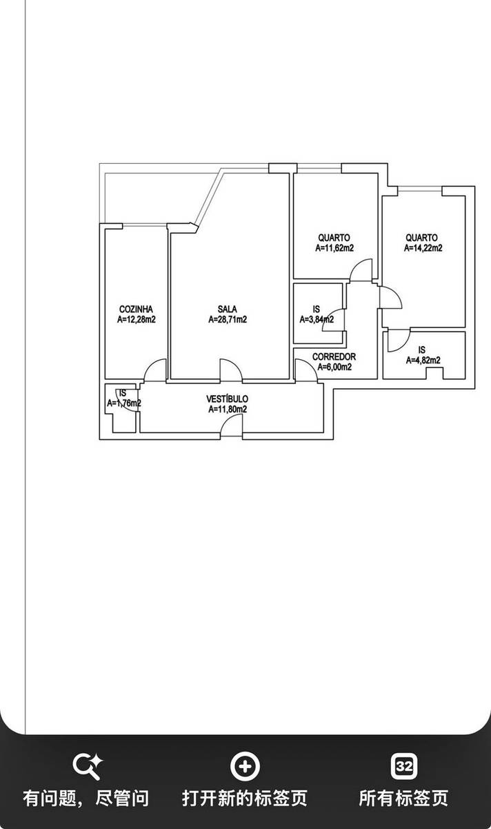Planta 1 — Apartamento T2 à venda em Estoril, Cascais