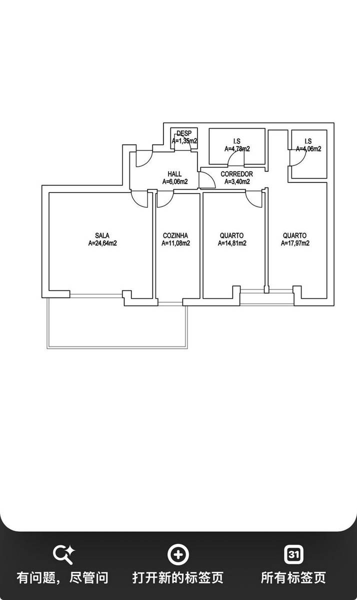 Planta 1 — Apartamento T2 à venda em Olivais, Lisboa